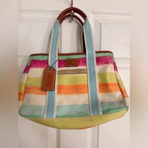 Coach Vibrant Striped Tote Bag
